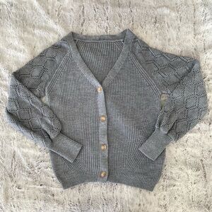 NEW Gray Women's Knit Sweater with Button Detail